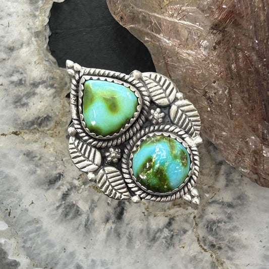 Sterling Silver Southwestern Style 2 Sonora Gold Turquoise Adjustable Ring For Women #8