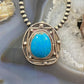 Vintage Native American Silver Oval Turquoise Unisex Pendant