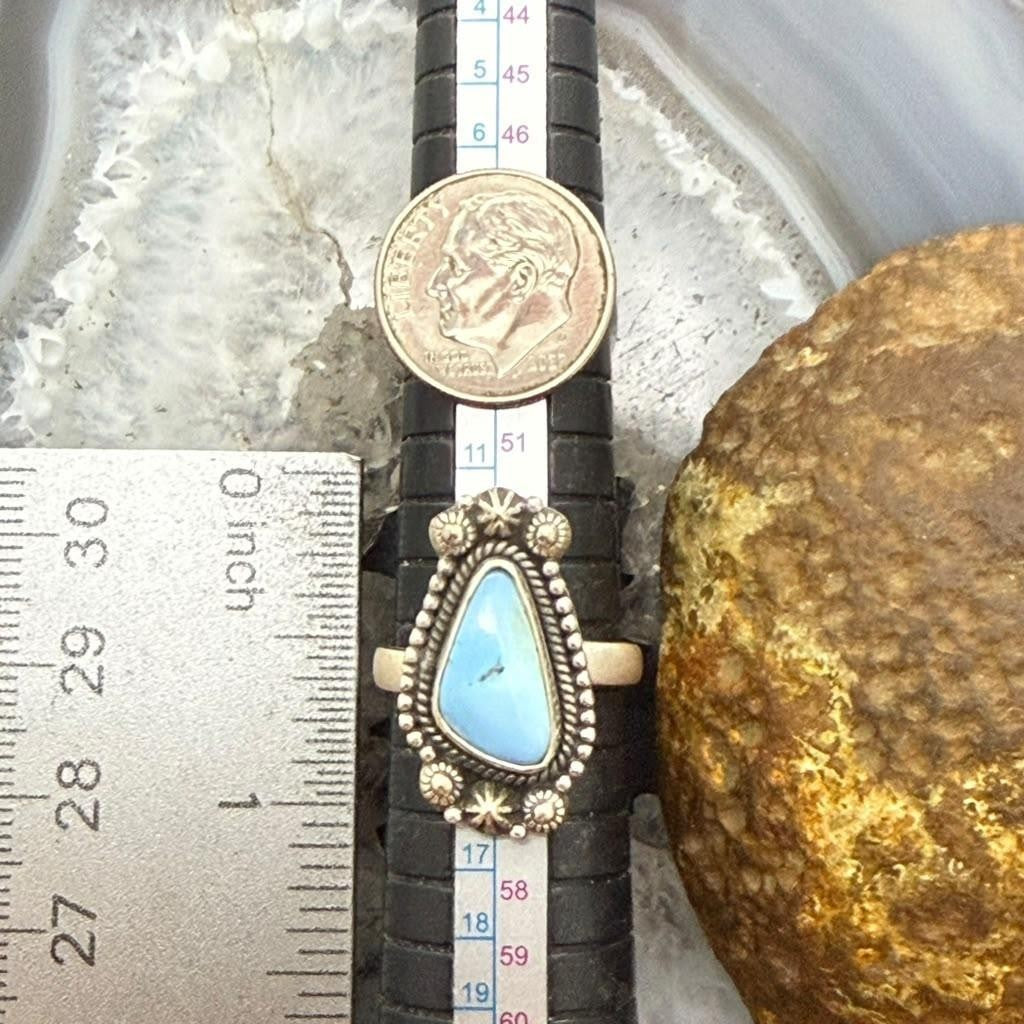 Sterling Silver Southwestern Style Triangle Golden Hill Turquoise Adjustable Ring For Women
