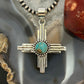 Sterling Silver Southwestern Style Round Mohave Turquoise Unisex Zia Pendant