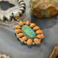 Sterling Silver Southwestern Spiny Oyster & Emerald Valley Turquoise Cluster Pendant For Women
