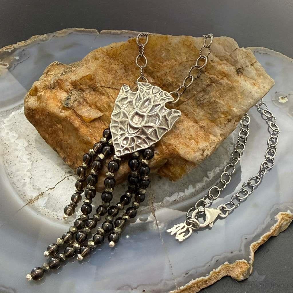 Carolyn Pollack Sterling Silver Arrowhead & Smoky Quartz 16" Necklace For Women