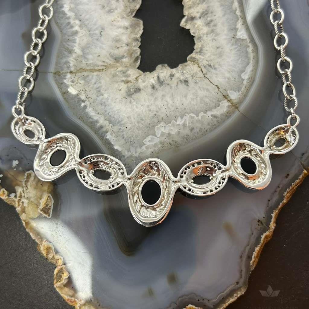 Carolyn Pollack Sterling Silver Oval Opal Decorated Necklace 16"-18" For Women