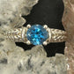 Carolyn Pollack Sterling Silver Faceted Blue Topaz Decorated Ring Size 7 For Women