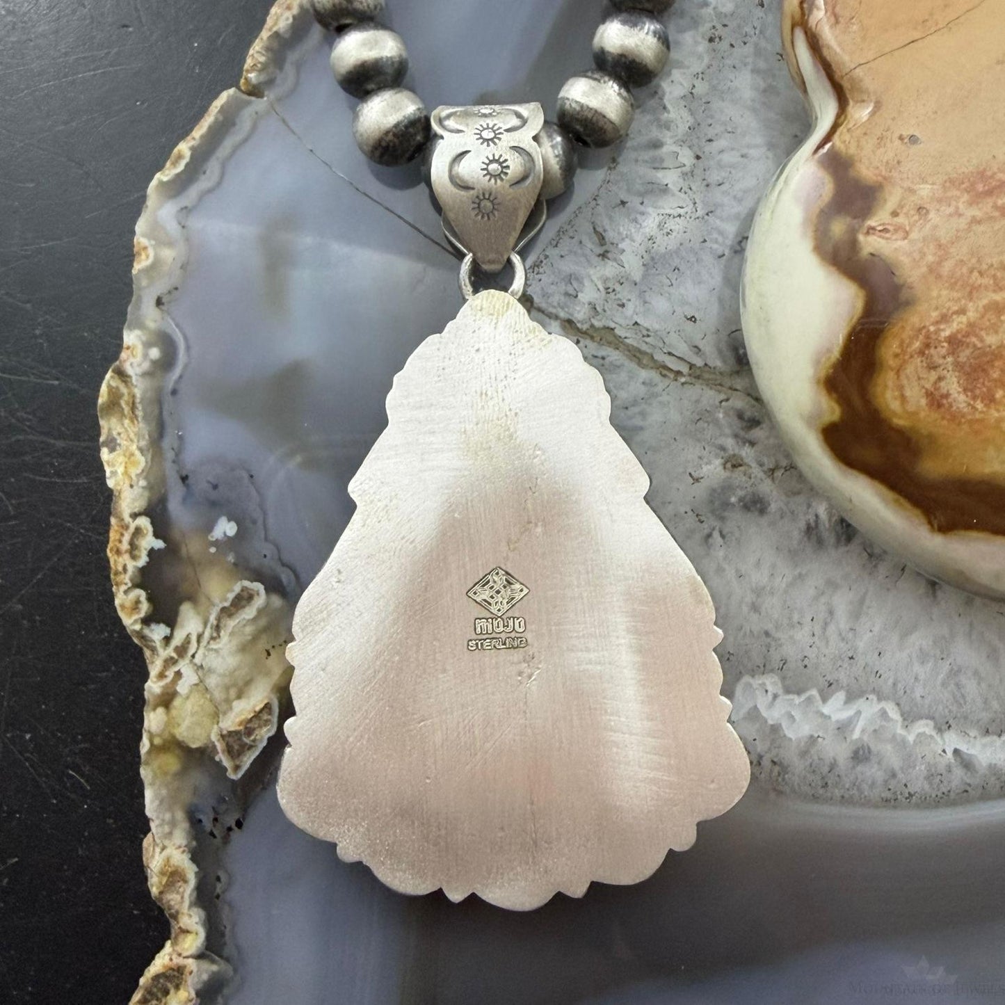 Sterling Silver Southwestern Style Teardrop Turquoise & Spiny Oyster Pendant For Women