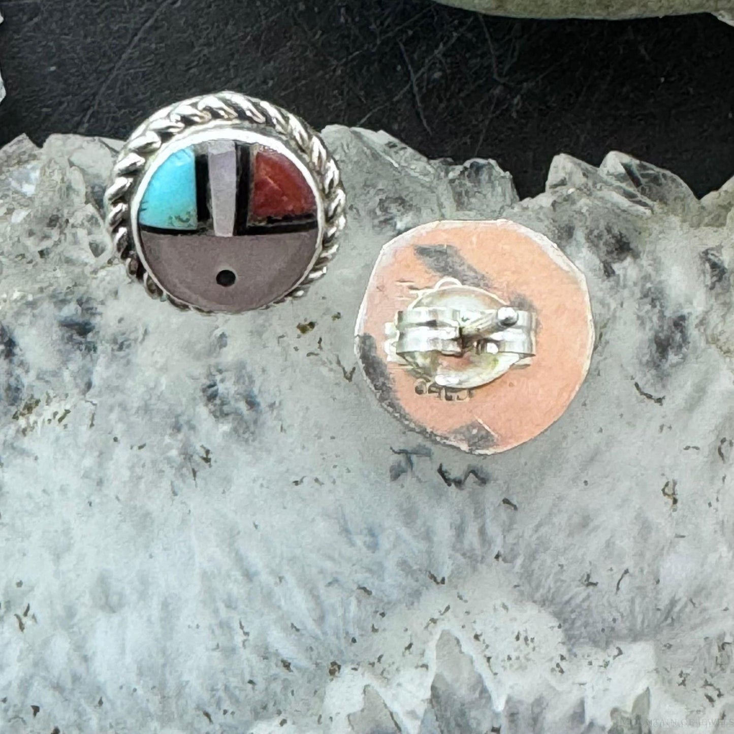 Ola Eriacho Sterling Silver Multistone Inlay Sunface Stud Earrings For Women #5