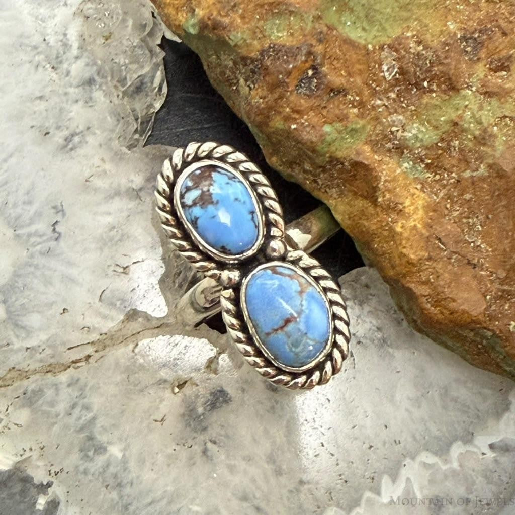 Sterling Silver Southwestern Style Golden Hill Turquoise Ring Size 8.75 For Women