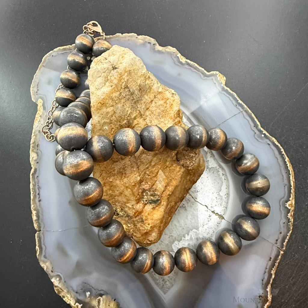 Copper 12 mm Navajo Pearl Beads Length 18"-22" Necklace For Women
