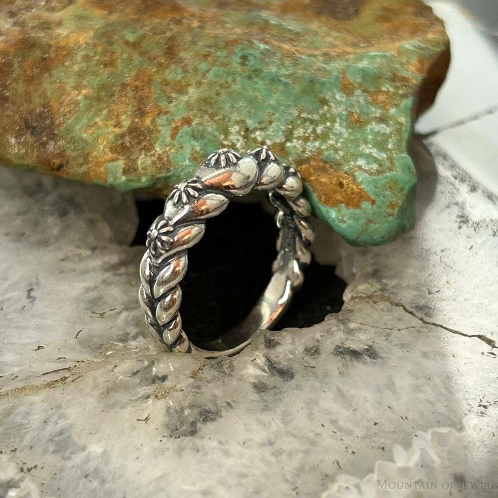 Carolyn Pollack Sterling Silver Decorated Flower Concho Ring Size 9 For Women