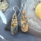 Sterling Silver Teardrop Maligano Jasper Slab Dangle Earrings For Women #502
