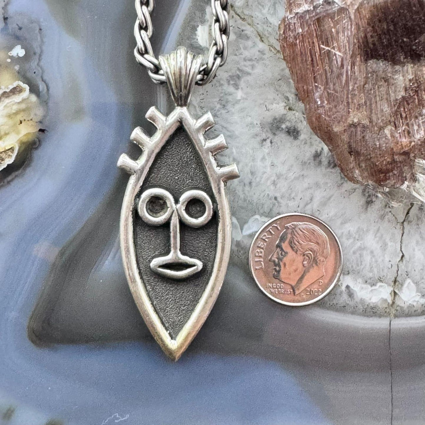 Vintage Silver Tribal Mask Unisex Fashion Pendant