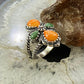 Carolyn Pollack Sterling Silver Orange Spiny Oyster & Gaspeite Cross Ring For Women