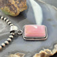 Native American Sterling Silver Rectangle Pink Conch Decorated Pendant For Women #1