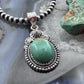 Sterling Silver Southwestern Style Oval Green Turquoise Decorated Pendant For Women