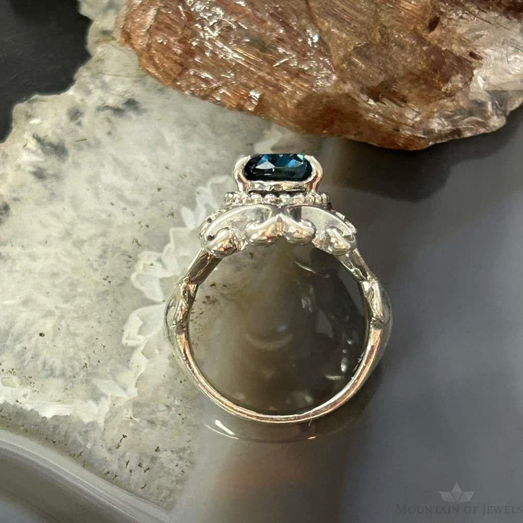 Carolyn Pollack Sterling Silver Faceted London Blue Topaz Decorated Ring For Women