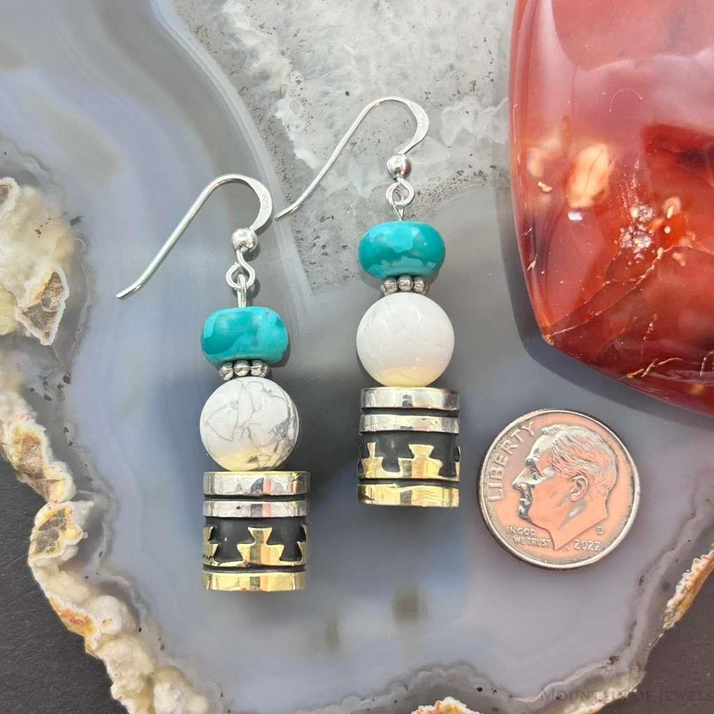 Tommy & Rosita Singer Sterling Silver Turquoise,Howlite Beads Dangle Earrings For Women