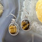 Sterling Silver Southwestern Style Oval Tiger's Eye Dangle Earrings For Women