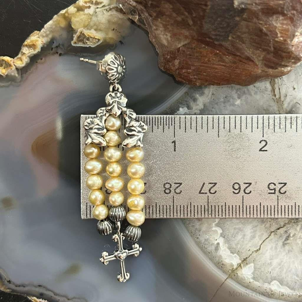 Carolyn Pollack Sterling Silver Mother Of Pearl & Cross Chandelier Earrings For Women