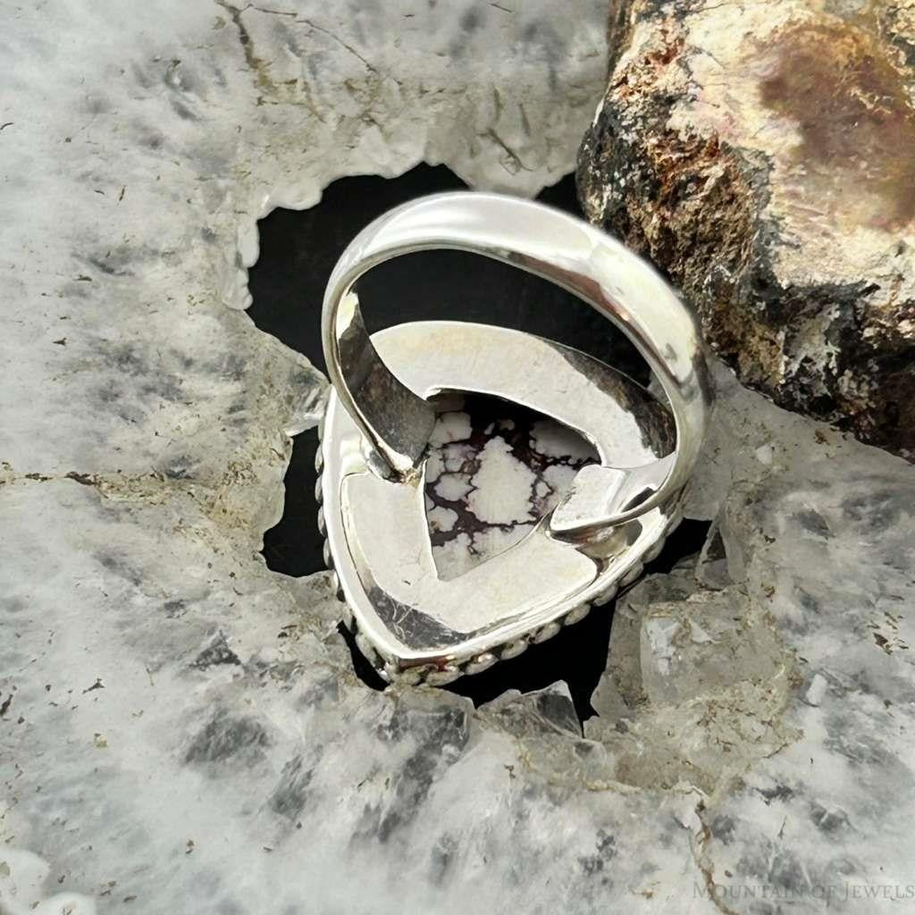 Sterling Silver Southwestern Style Teardrop Wild Horse Decorated Ring Size 7 For Women