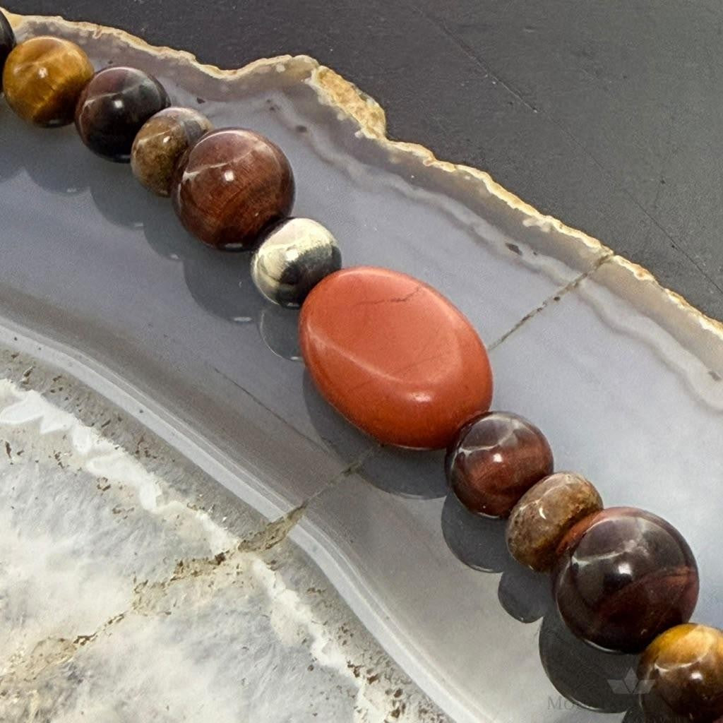 Carolyn Pollack Sterling Silver Tiger's Eye & Jasper 17"-20" Necklace For Women