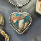 Sterling Silver Southwestern Style Turquoise Spiny Oyster Heart Pendant For Women