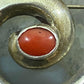 Vintage Native American Sterling Silver SandCast "Circle of Life" w/Coral Brooch