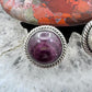 Native American Sterling Silver Round Purple Spiny Oyster Stud Earrings For Women