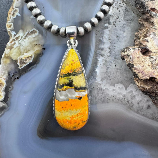 Sterling Silver Southwestern Style Teardrop Eclipse Jasper Pendant For Women