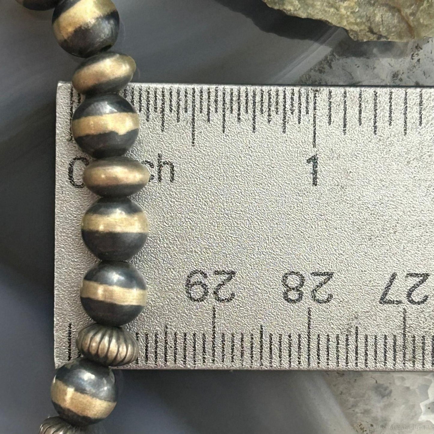 Native American Sterling Navajo Pearl Beads 6mm Stretch Bracelet For Women