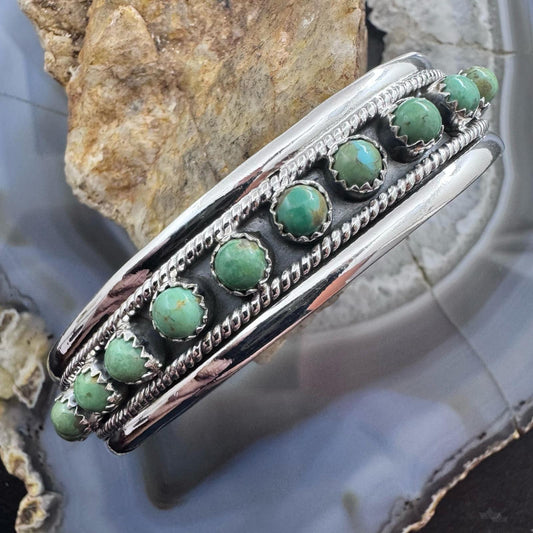 Sterling Silver Southwestern Style Turquoise Single Row Bracelet For Women
