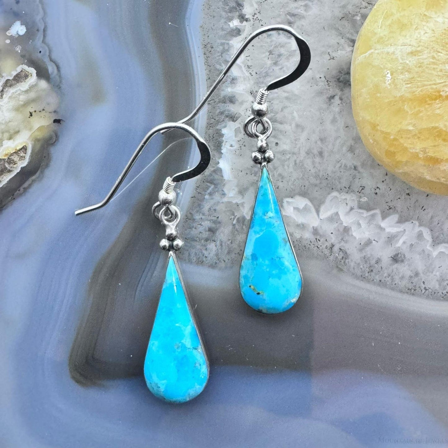 Phillippines Southwestern Style Sterling Silver Teardrop Turquoise Fashion Dangle Earring For Womens