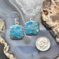 Sterling Silver Southwestern Style Blue Copper Turquoise Dangle Earrings For Women #1