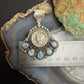 Sterling Silver Southwestern Style 1945 Mercury Dime & Golden Hill Turquoise Pendant