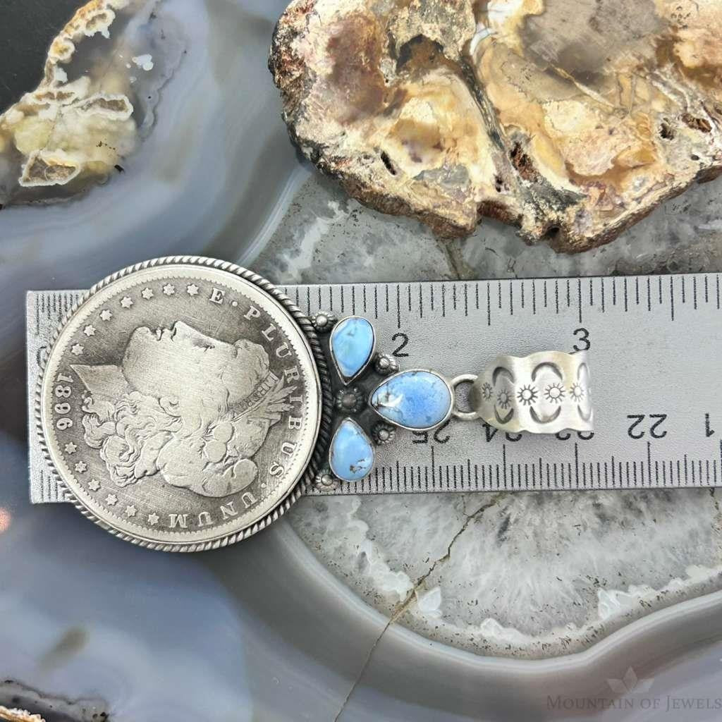 Genuine 1896 90% Morgan Silver Dollar Coin Golden Hill Turquoise Unisex Pendant