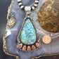 Sterling Silver Southwestern Style Teardrop Turquoise & Spiny Oyster Pendant For Women