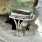 Native American Sterling Silver Rectangle Black Jack Bar Ring Size 6.75 For Women