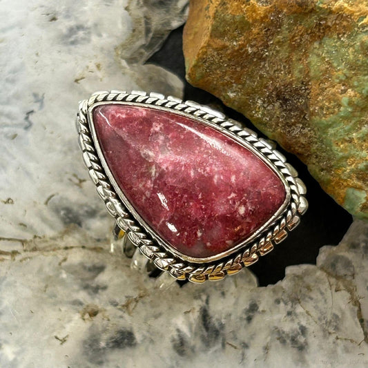 Sterling Silver Southwestern Style Triangle Thulite Split Shank Ring Size 8 For Women