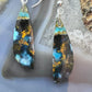 Sterling Silver Elongated Triangle Chrysocolla Slab Dangle Earrings For Women #229