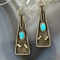 Vintage Silver Native American Turquoise Triangle Dangle Earrings For Women