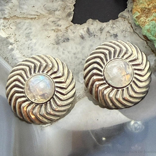 Carolyn Pollack Sterling Silver Round Moonstone Clip-On Stud Earrings For Women
