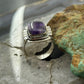 Sterling Silver Southwestern Style Star Amethyst Bar Ring Size 9 For Women