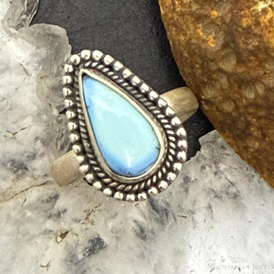 Sterling Silver Southwestern Style Teardrop Golden Hill Turquoise Adjustable Ring For Women #1