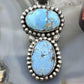 Native American Sterling Silver Double Oval Golden Hill Turquoise Pendant For Women