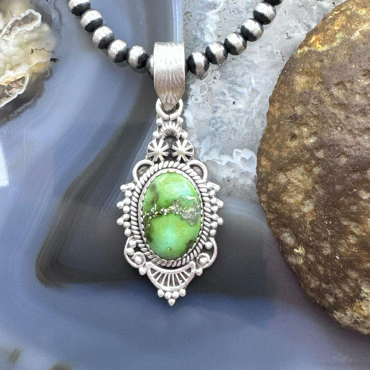 Sterling Silver Southwestern Style Sonora Gold Turquoise Decorated Pendant For Women
