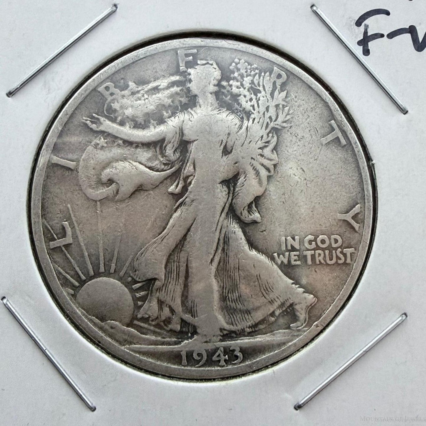 1943-S US Walking Liberty Half Dollar 90% Silver F-VF #121725-8E