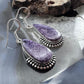 Sterling Silver Southwestern Style Teardrop Charoite Decorated Dangle Earrings For Women
