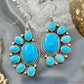 Native American Sterling Silver Turquoise Cluster Dangle Earrings For Women