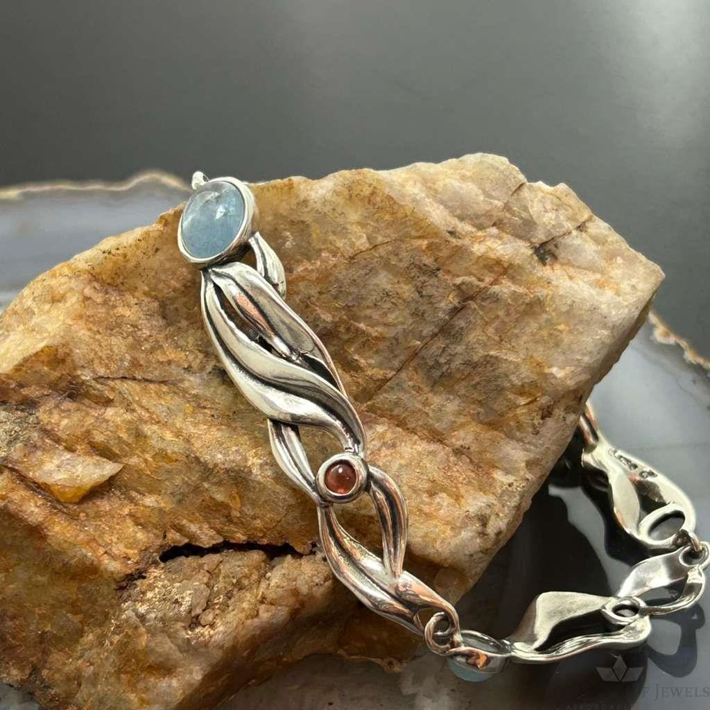 Carolyn Pollack Sterling Silver Multi-Gemstone Link Foldover Bracelet For Women