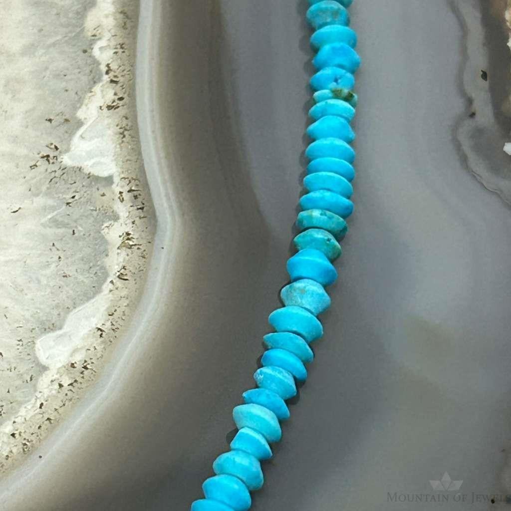 Sterling Silver 4mm Saucer Turquoise Beads 17" Necklace For Women