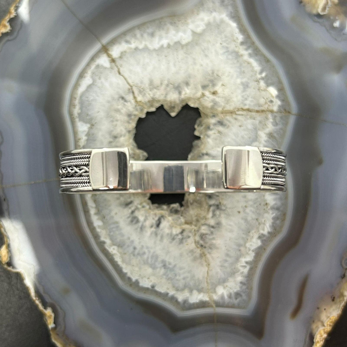 Sterling Silver Braided Flexible & Adjutable Decorated Fashion Bracelet For Women